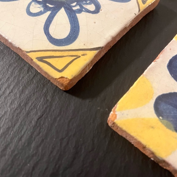 Mexican Hand Painted Terra-Cotta Talavera Vintage Tiles Set of 4 - Picture 4 of 16
